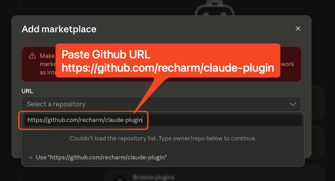 Paste GitHub URL