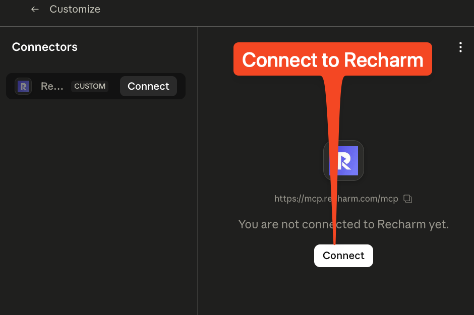 Connect to Recharm